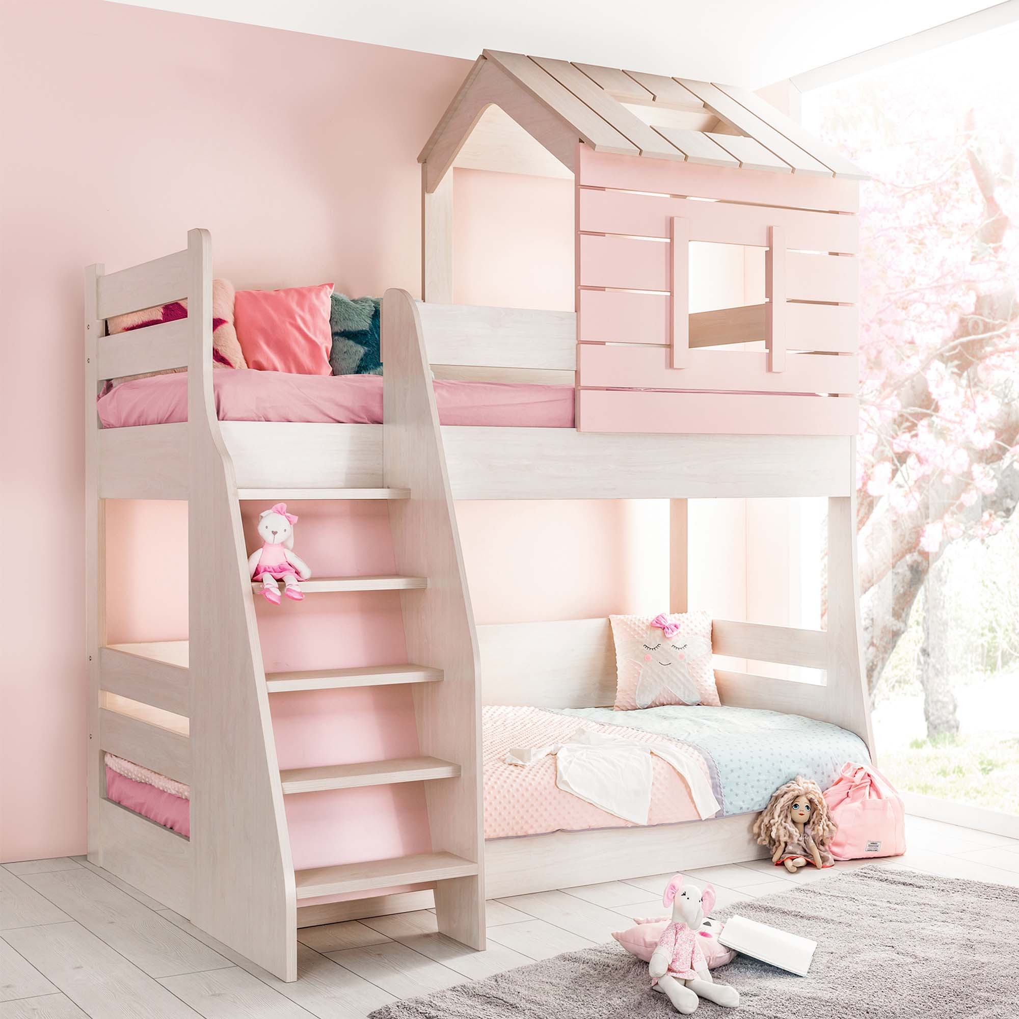 Cadre de lit Montessori en bois avec barrière de protection contre