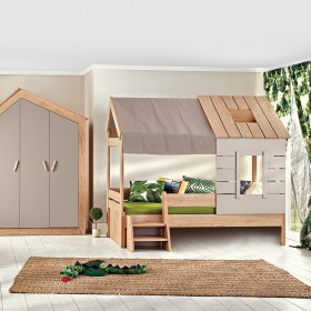 Letto bambini Montessori casetta Iris Grigio 90x200cm