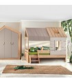 Letto bambini Montessori casetta Iris Grigio 90x200cm