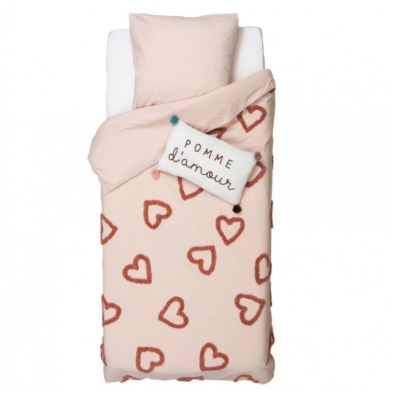 Duvet cover cotton pink Love 90x190cm