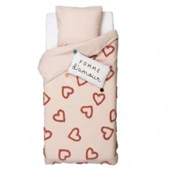 Bettbezug von Baumwolle rosa Love  90x190cm
