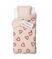 Duvet cover cotton pink Love 90x190cm