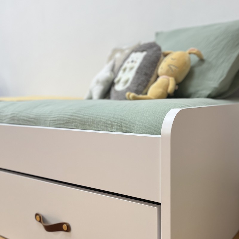 White trundle bed + 2 drawers Ana 105x190cm