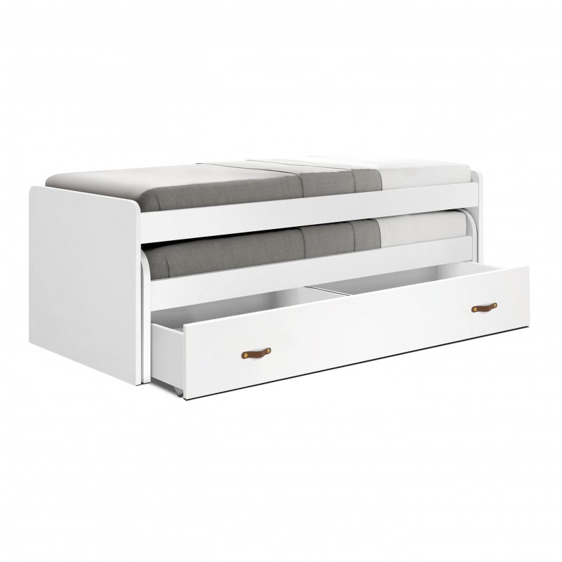 Compact bed 105 white with two beds + 2 drawers Aurora 105x200cm