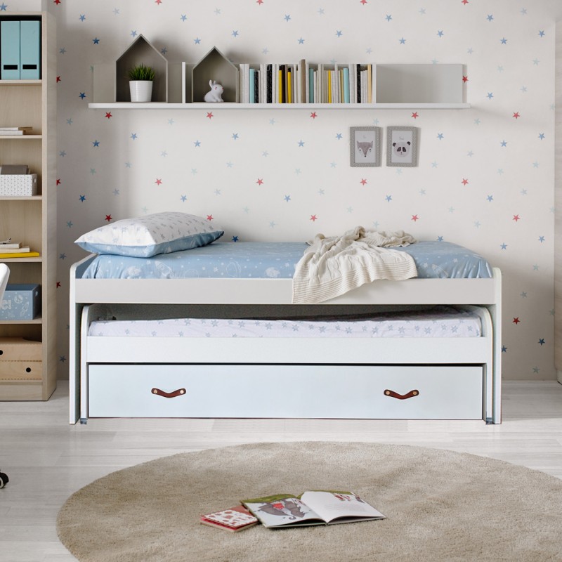 Compact bed 90 white with two beds + 2 drawers Aurora 90x200cm