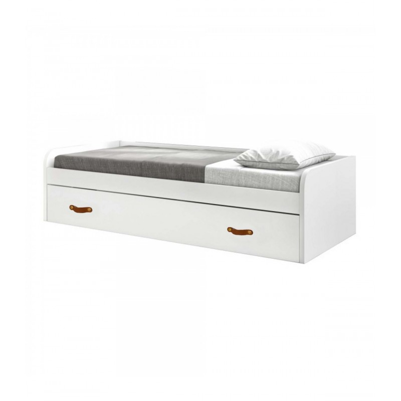 Lit gigogne blanc + lit pieds pliants Luca 105x190cm / 90x190 cm