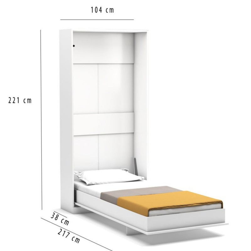 Folding bed vertical white Kristoff 90x200cm