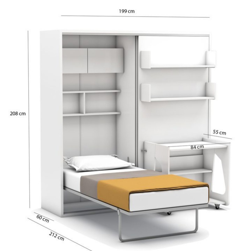 Chambre complète blanc Studio 208x200x212cm