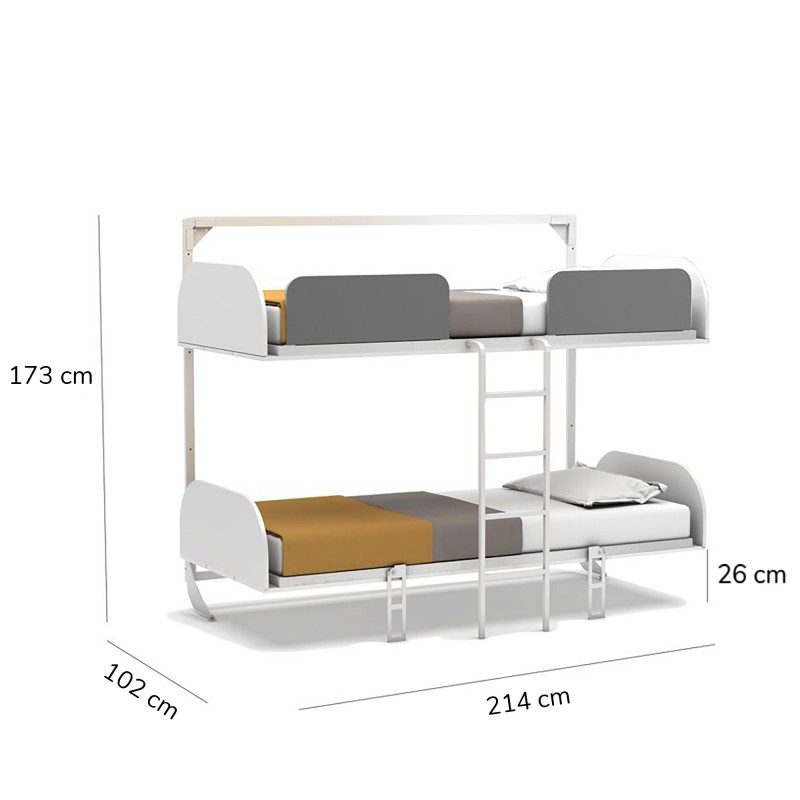 Etagen-Klappbett weiß Iduna 90x200/90x200cm