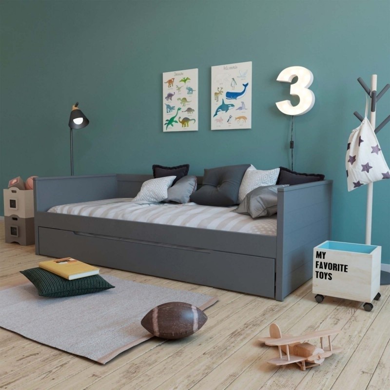 Bed with pull out bed with legs Nala 90x200 cm