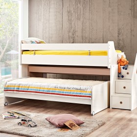 Cama midi con escritorio y cama blanca Gia 90X200/90X190cm