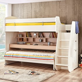 Gia Bunk Bed with Desk and Storage Space 182,7x252x107,8 cm