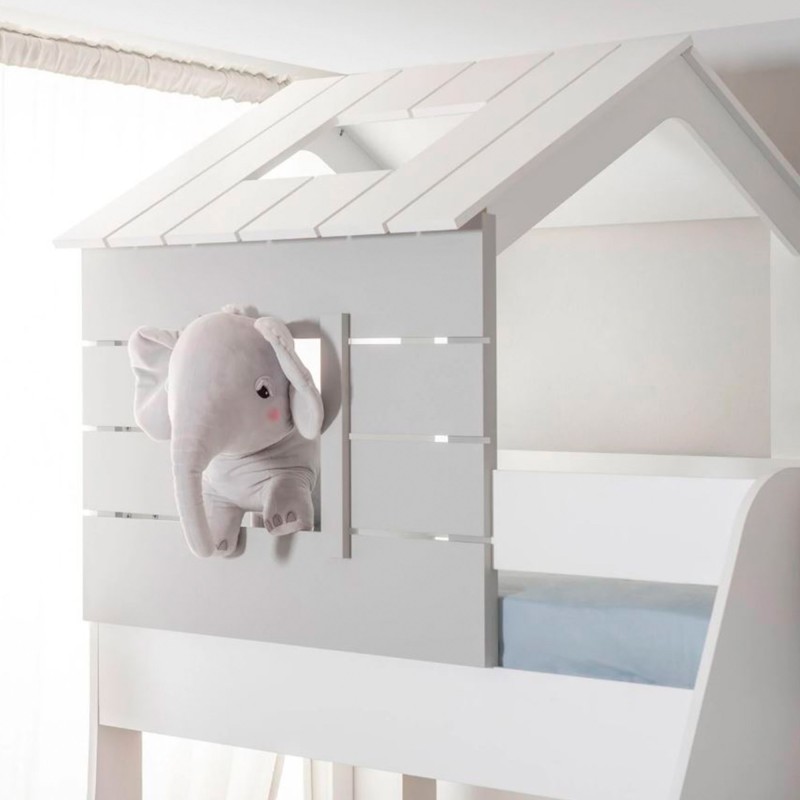 Bunk bed Montessori house white Iris 90/100x200cm