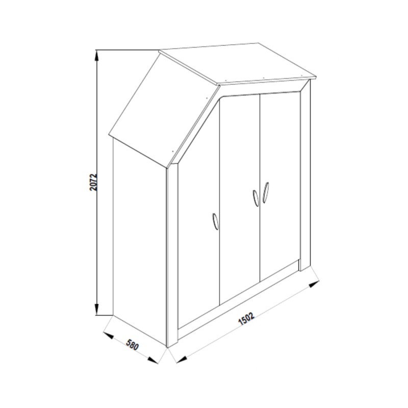 Armario 3 puertas aglomerado Iris 207x150x58cm