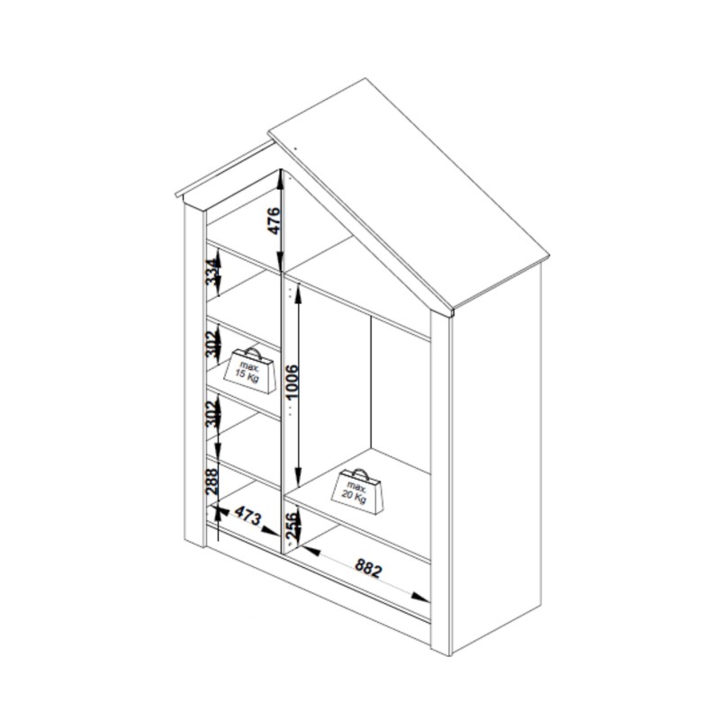 Armoire 3 portes aggloméré Iris 207x150x58cm