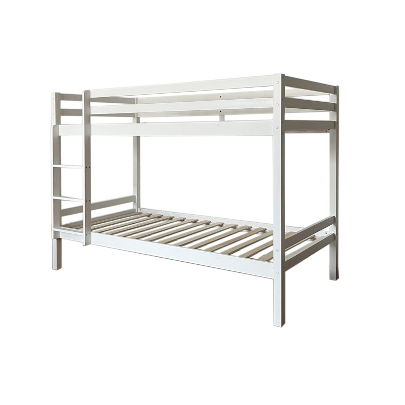 Lit superposé pour enfants en bois blanc pur Tiana 90x190/90x190cm