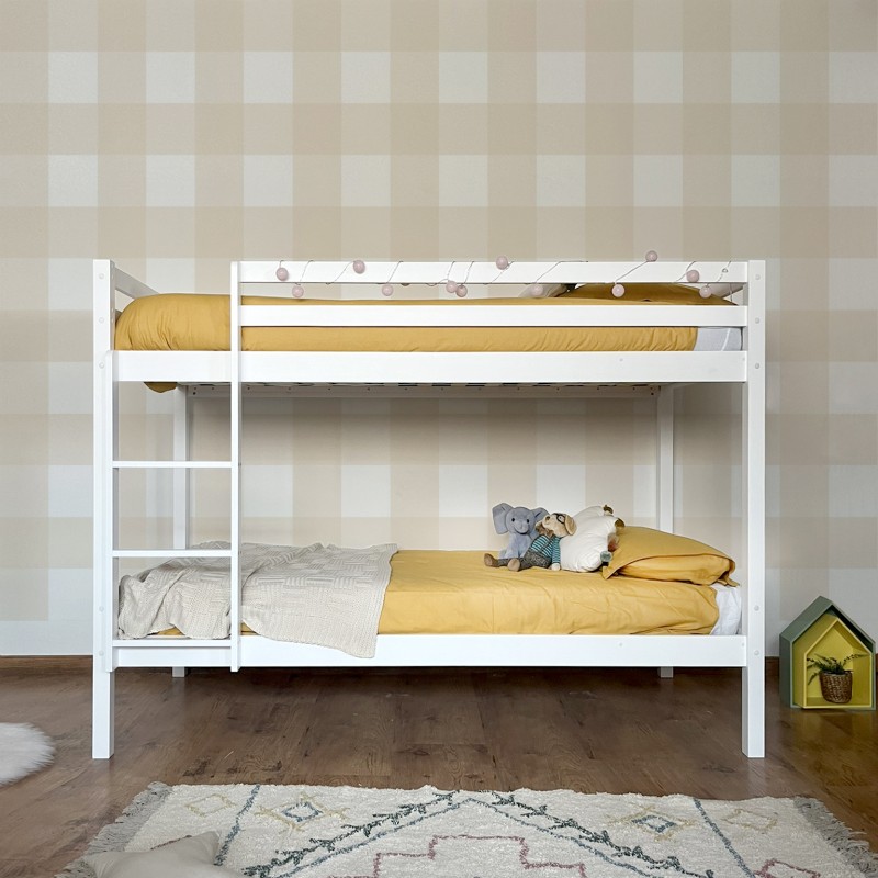 Lit superposé pour enfants en bois blanc pur Tiana 90x190/90x190cm