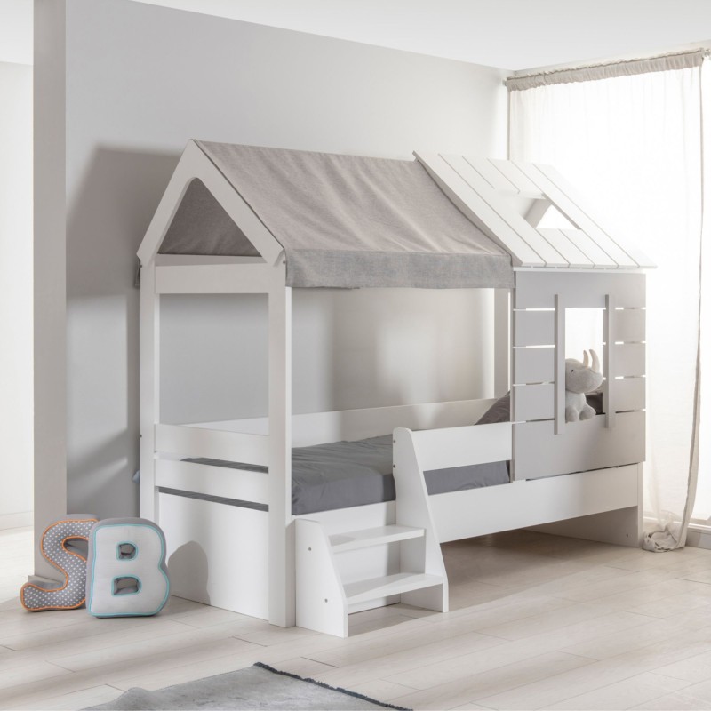 Letto bambini Montessori casetta bianco Iris 90x200cm