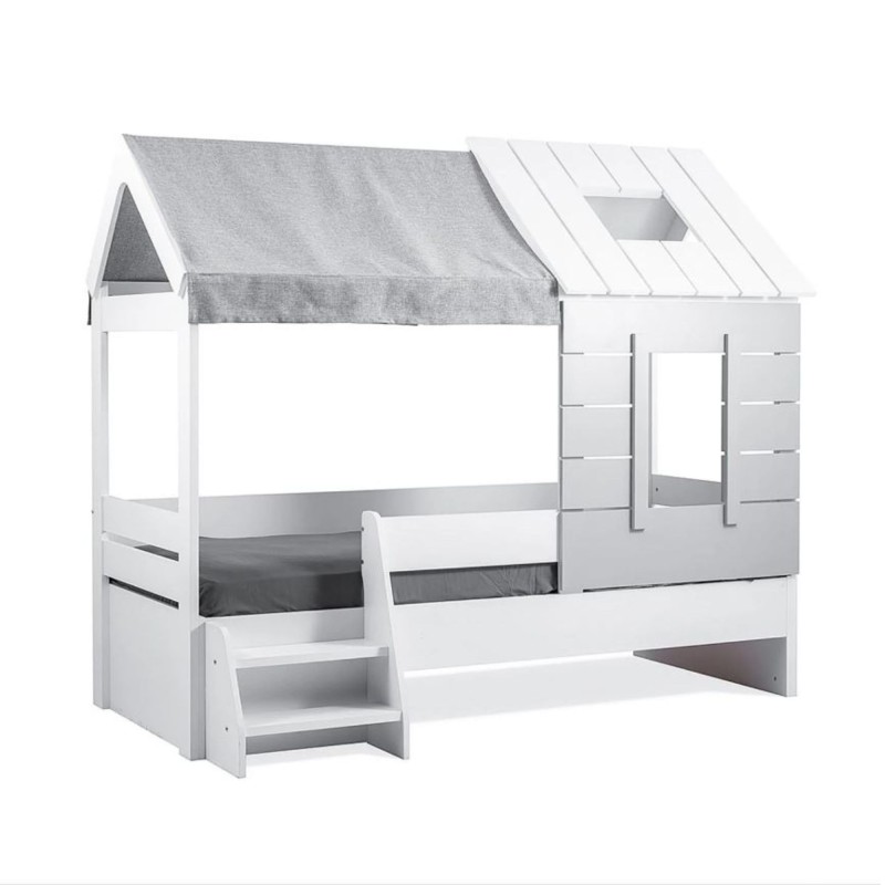 Cama infantil Montessori casita blanca Iris 90x200cm