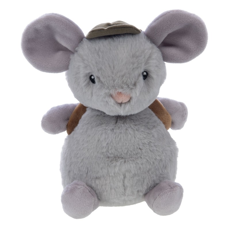 Peluche petite souris avec sac à dos gris 24x16x12cm