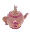 La traducción al inglés sería:  "Piggy bank teapot pink Zoe 14x11x16 cm"