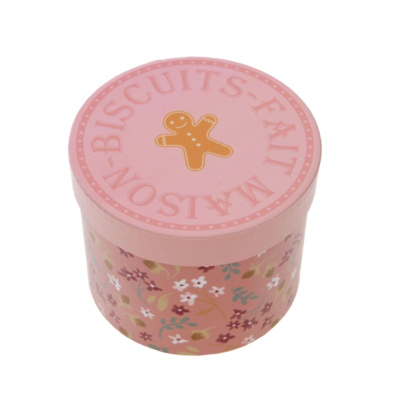 Boîte jeu de biscuits rose Zoe 11x13x11 cm