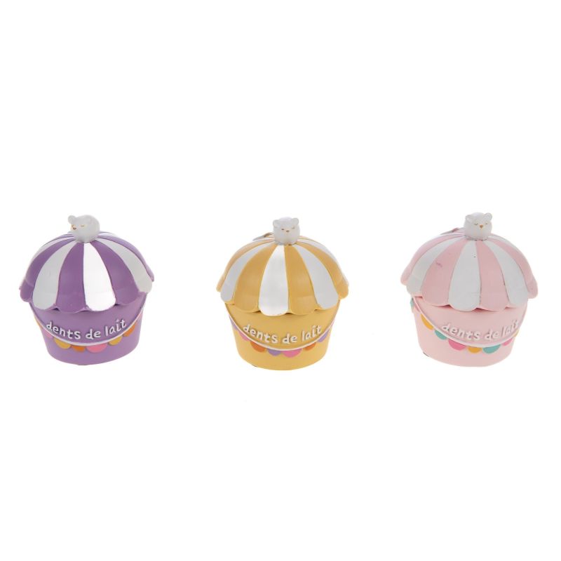 Boîte dents de lait pack 3 multicolore Mia 6x7x6 cm