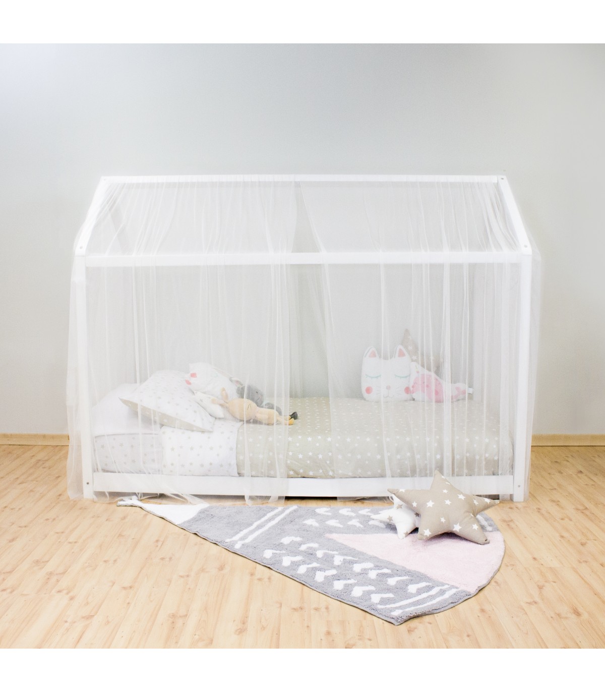 Dosel TUL para camas casita montessori - TMU03165 - doseles y techos de  tela rosa pastel