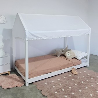 Letto a baldacchino, design scandinavo, letto Montessori, lettino per  bambini, fattoria, letto con piattaforma a soppalco, palestra per bambini,  parco giochi al coperto -  Italia